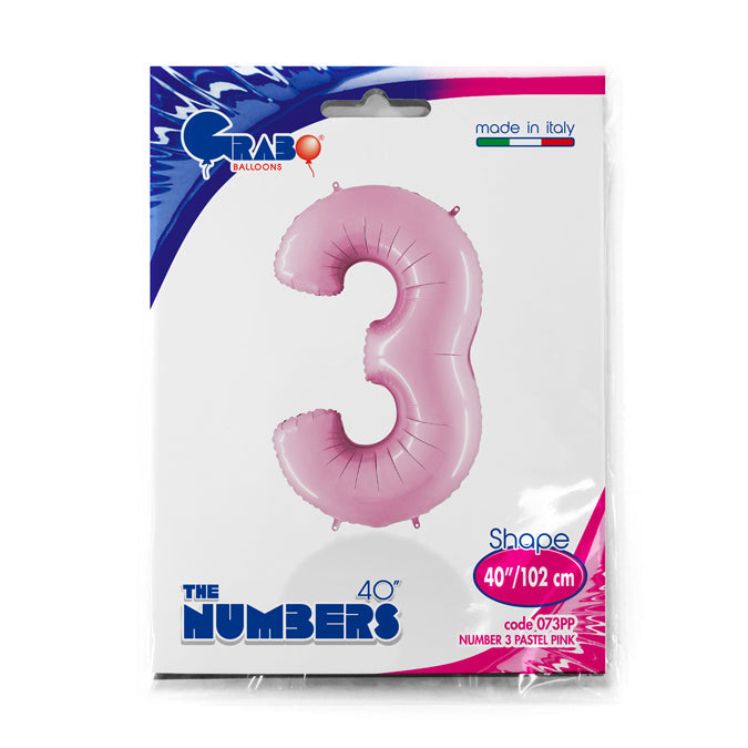 numero 3 foil 100cm/40inch rosa