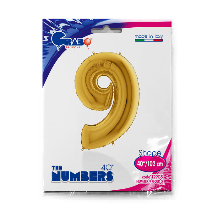 numero 9 foil 100cm/40inch oro
