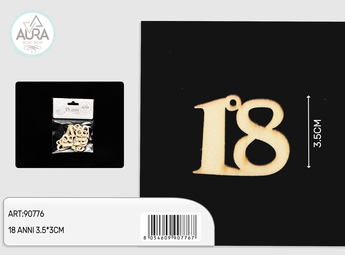 18 anni decorazione in legno 12pz