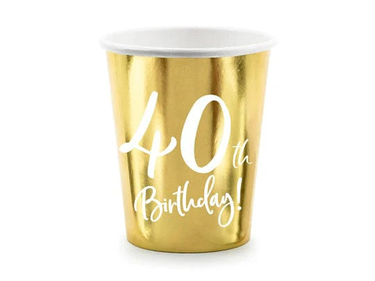 Bicchieri di carta 40th Birthday gold 6pz