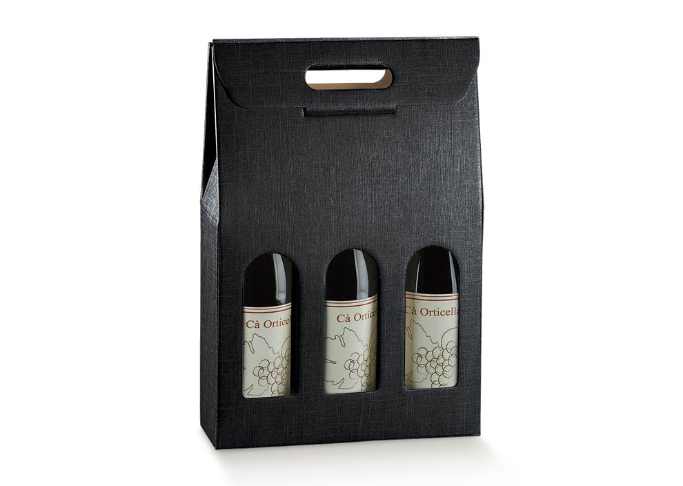 3 bottiglie f.to 270x90x385mm seta nero