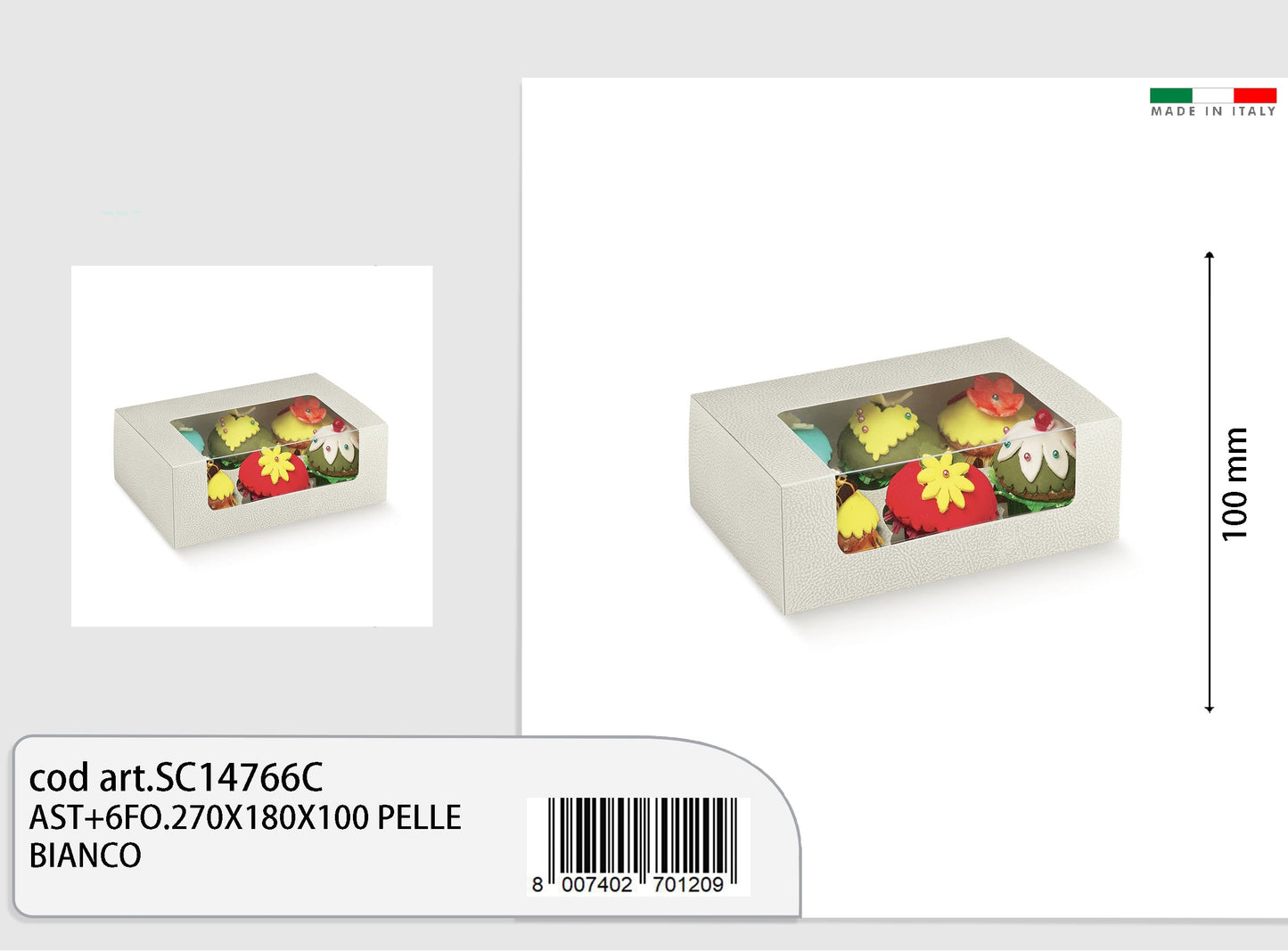 ast+6fo.270x180x100mm pelle bianco