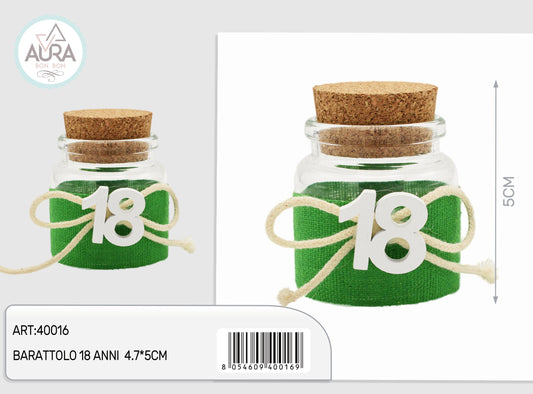 barattolo in vetro 18 anni 4,7x5cm verde