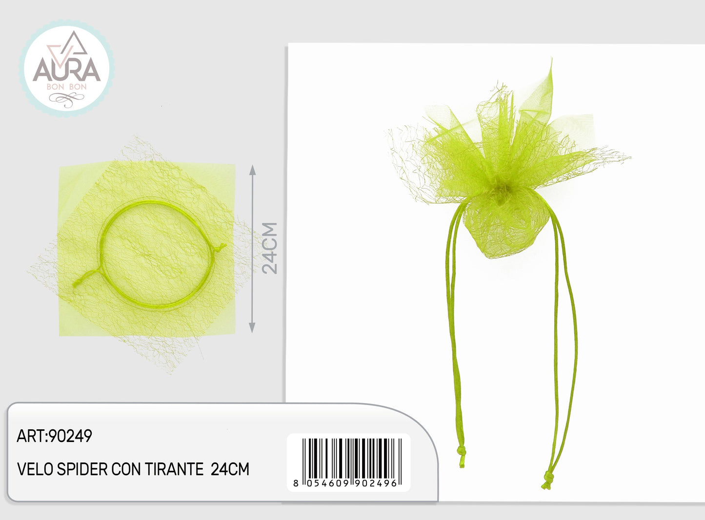 velo spider con tirante 24cm verde chiaro