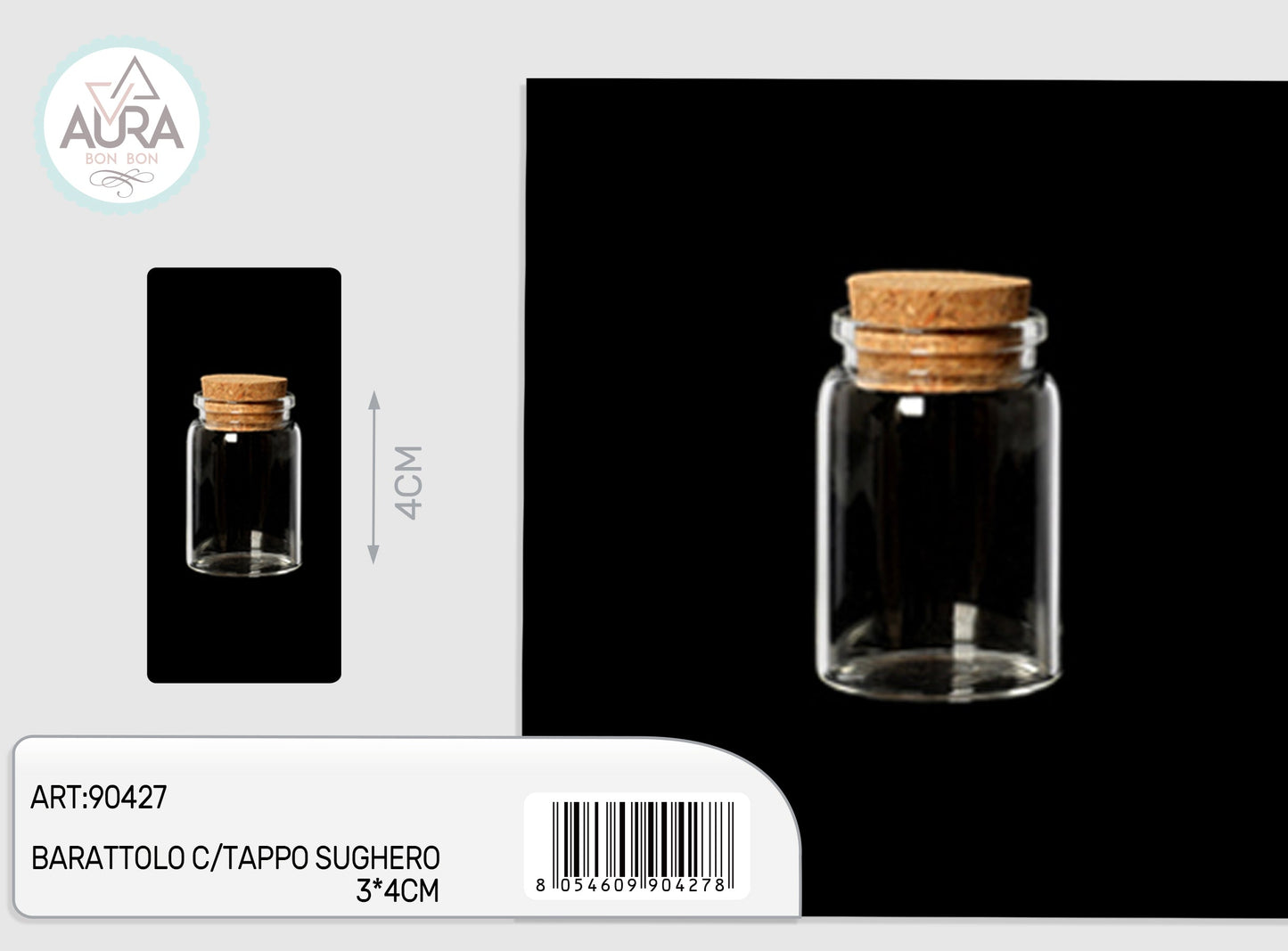 barattolo in vetro con tappo sughero 3x4cm