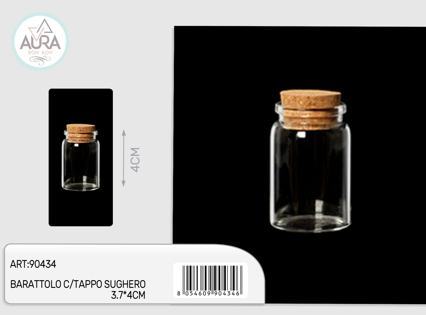 barattolo in vetro con tappo sughero 3x4cm