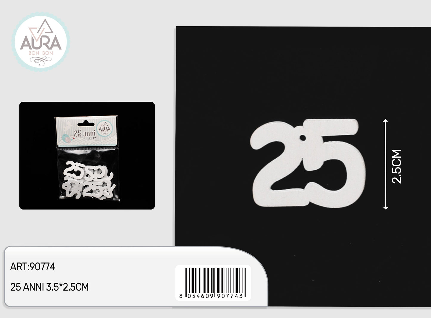 25 anni decorazione in legno 12pz bianco