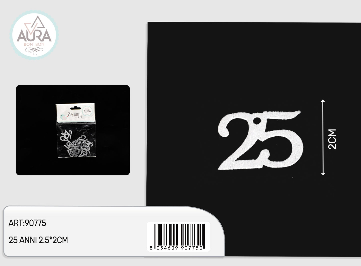 25 anni decorazione in legno 12pz argento