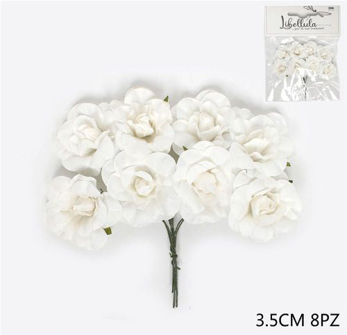 Fiori artificiali bianchi 3,5cm 8pz