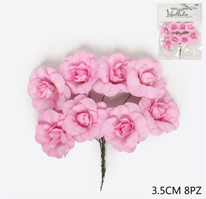 Fiori artificiali rosa 3,5cm 8pz