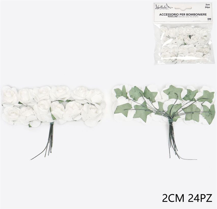 Rose finte bianche 2cm 24pz