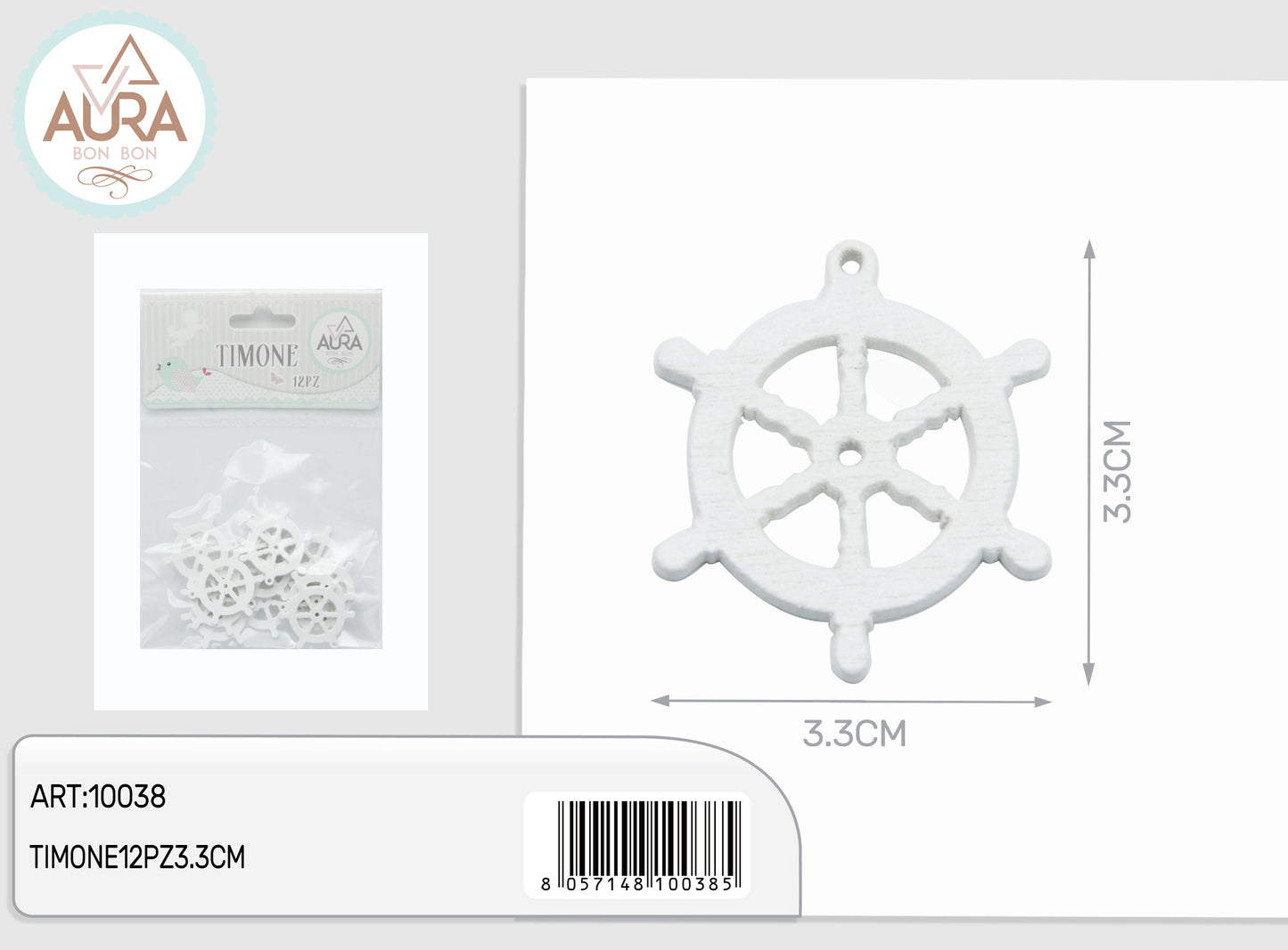 Tag timone 12pz 3,3cm bianco