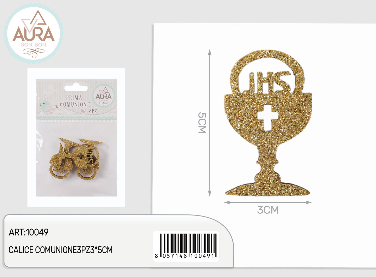 tag calice comunione con glitter 3pz 3x5cm