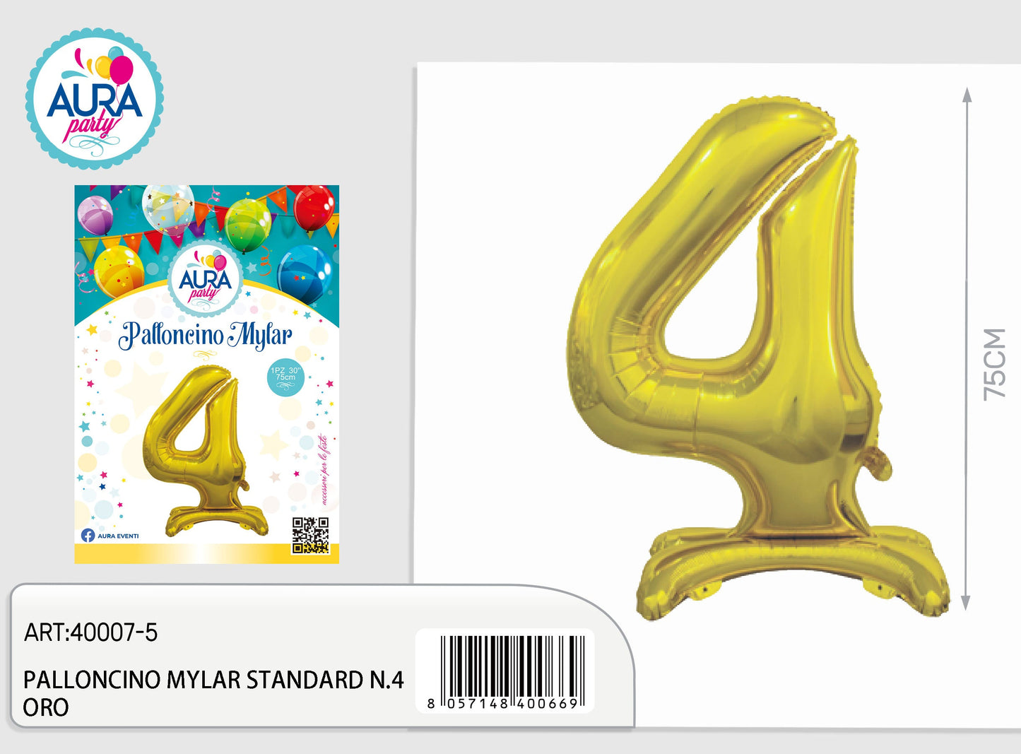 palloncini mylar standard n.4 oro