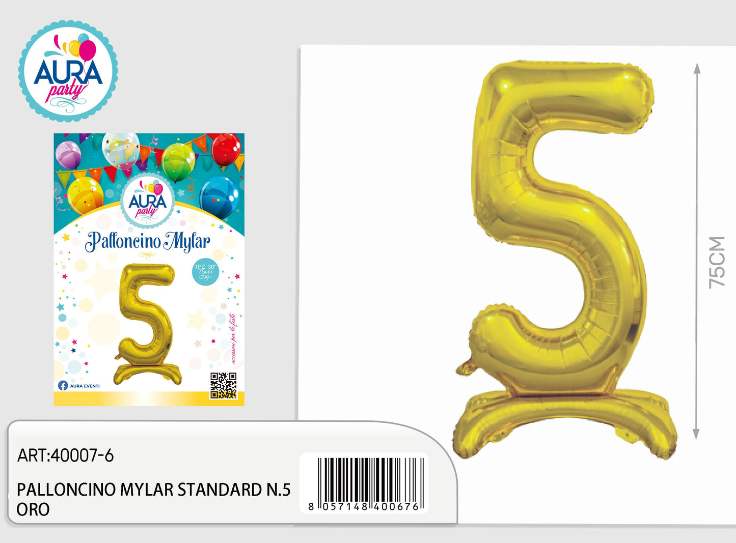 palloncini mylar standard n.5 oro