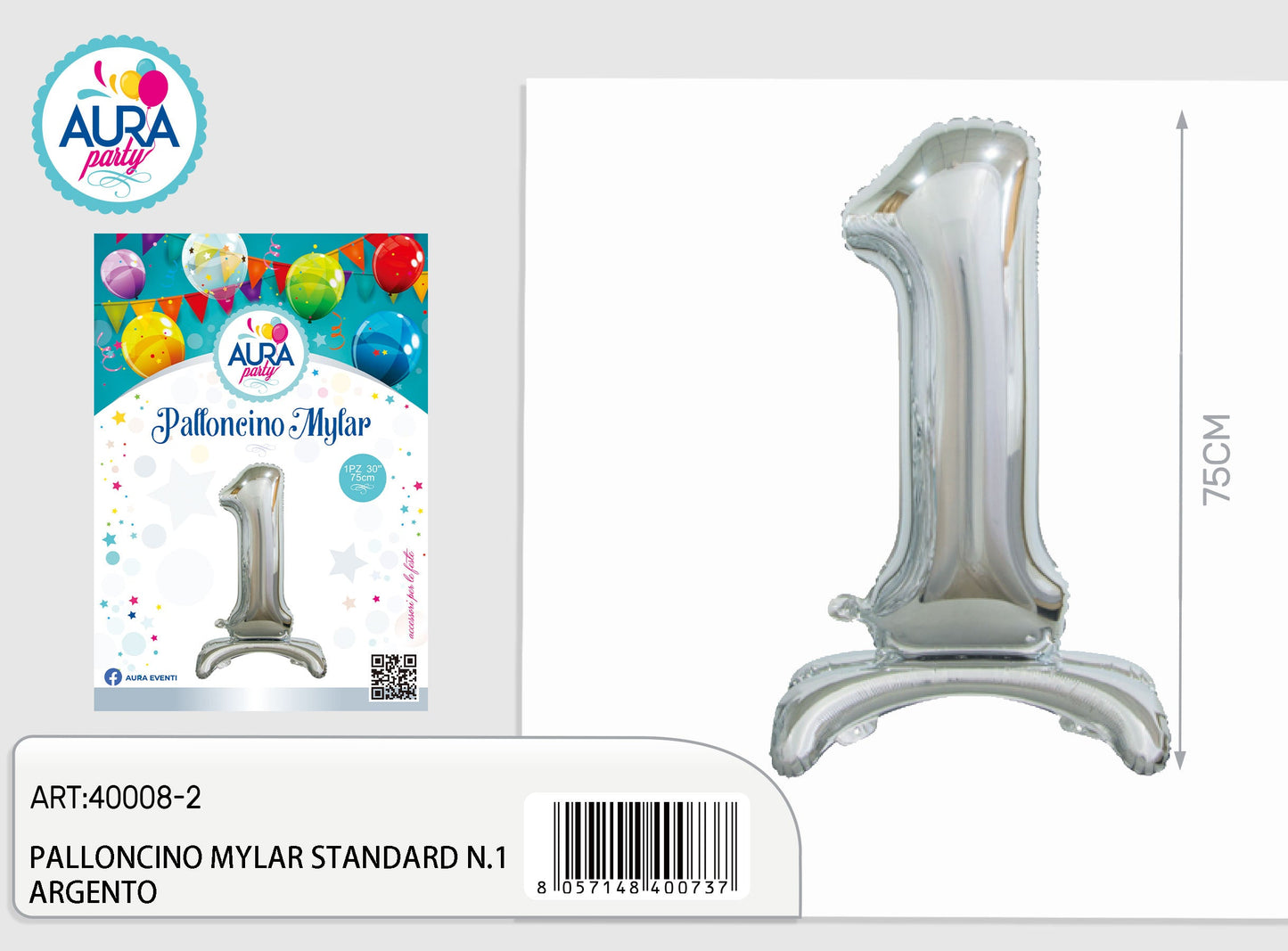 palloncini mylar standard n.1 argento