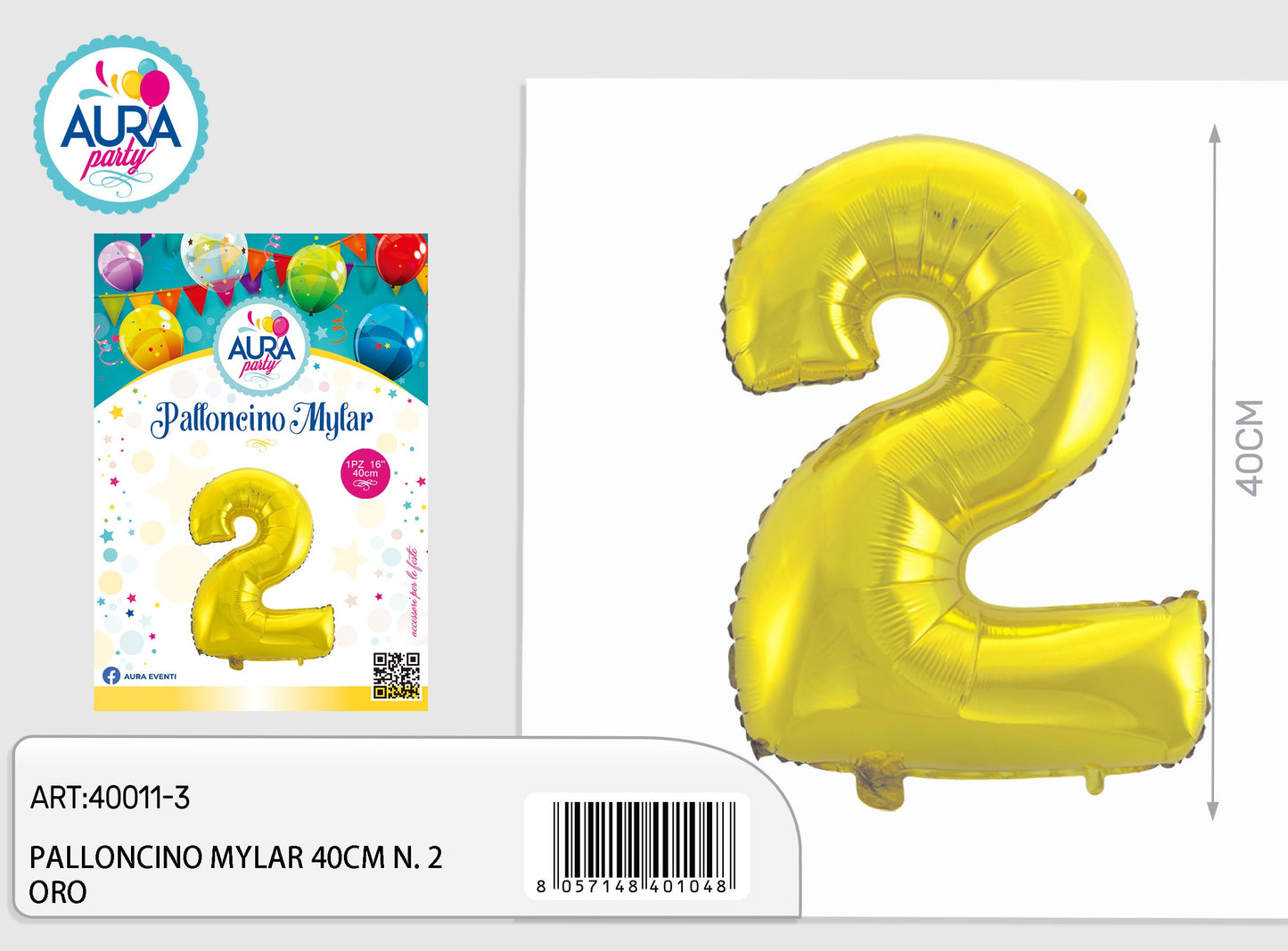 palloncini mylar 18inch n.2 oro