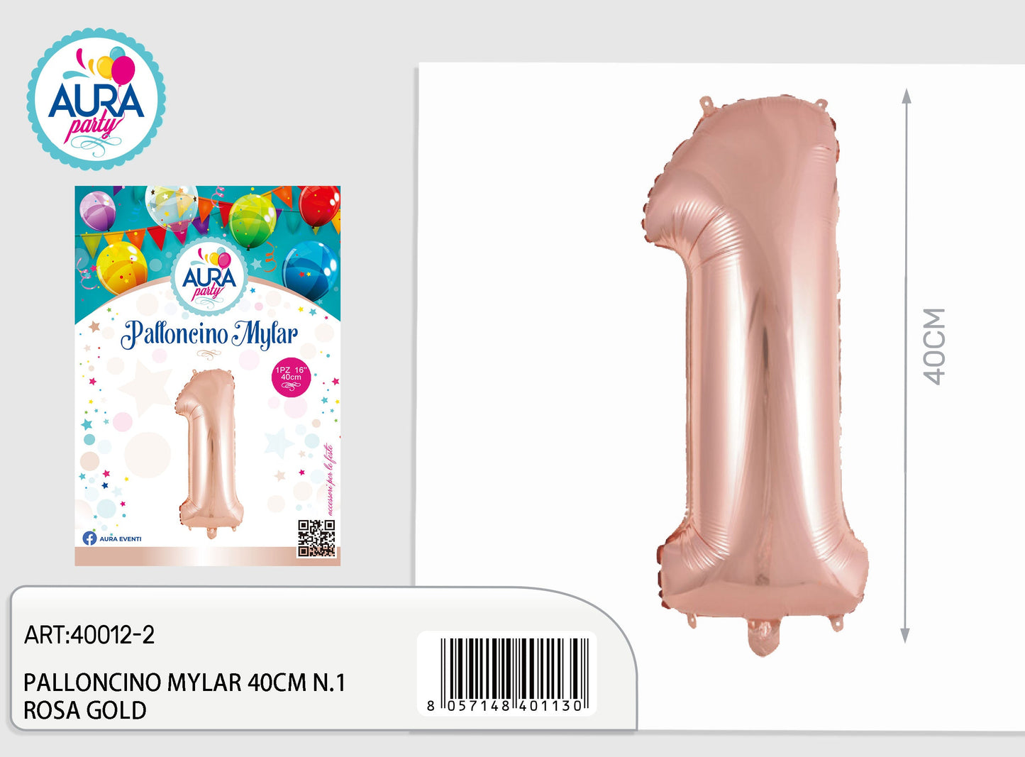 palloncini mylar 18inch n.1 rosa gold