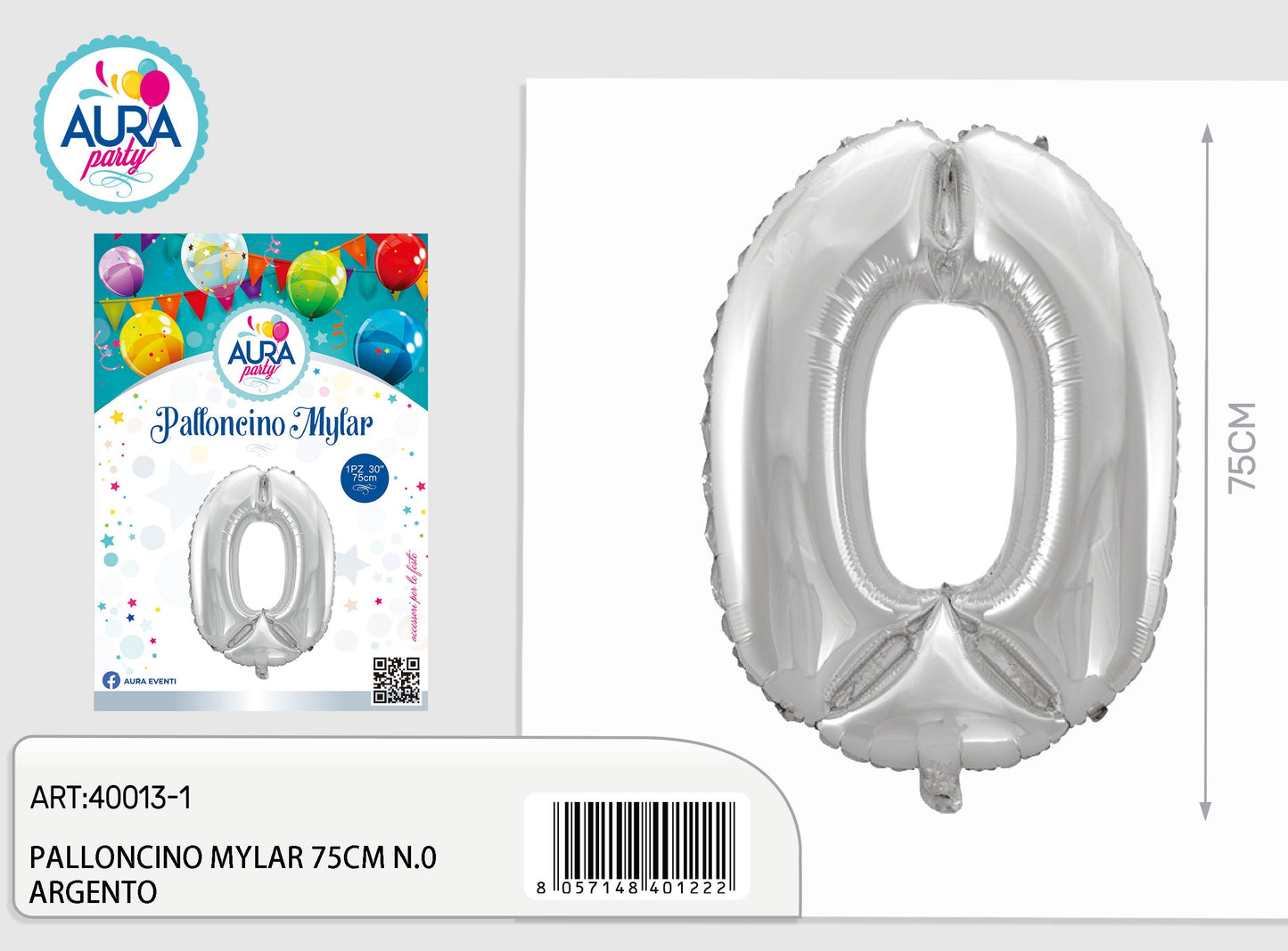 palloncini mylar 32inch n.0 argento