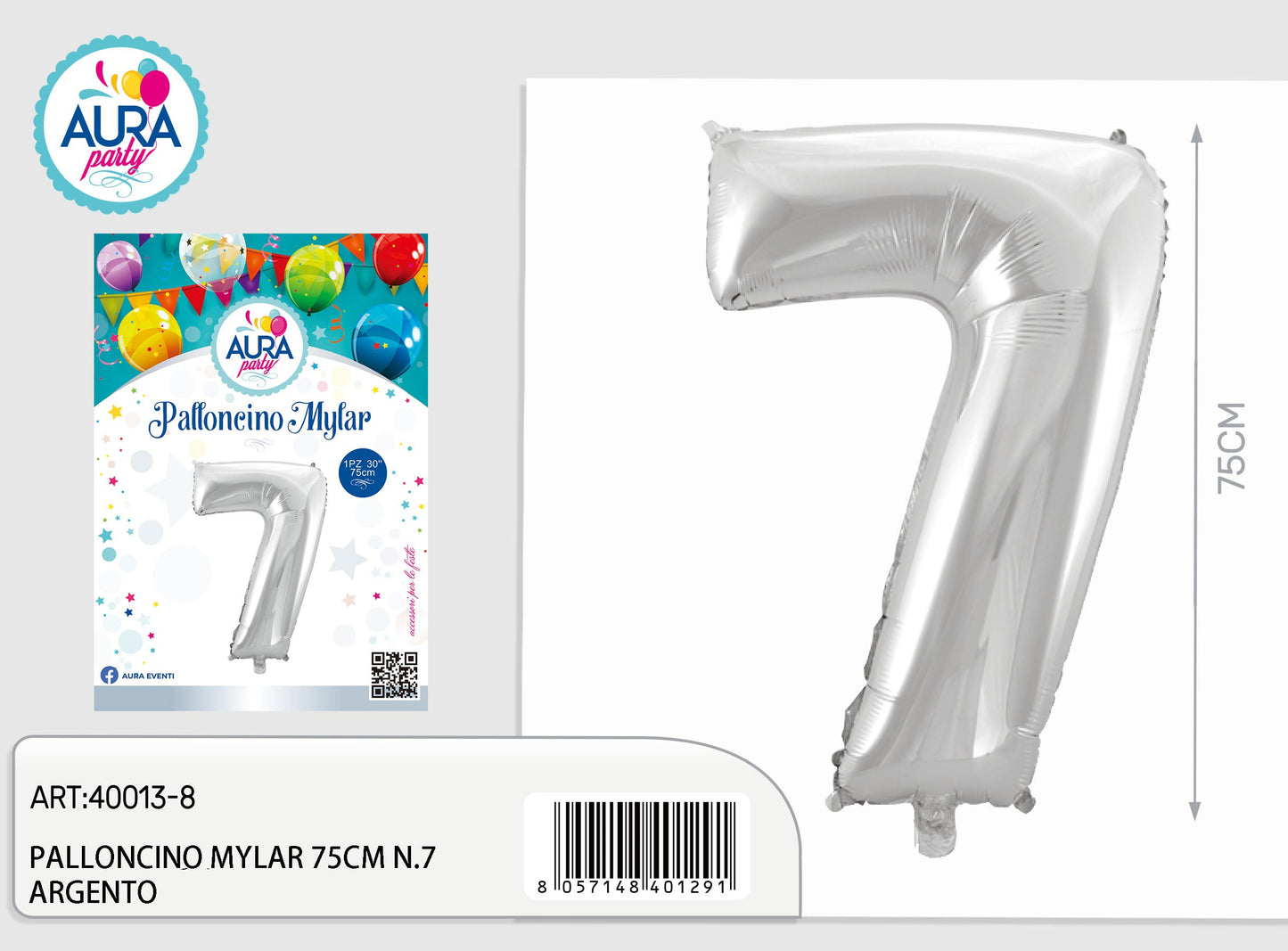 palloncini mylar 32inch n.7 argento
