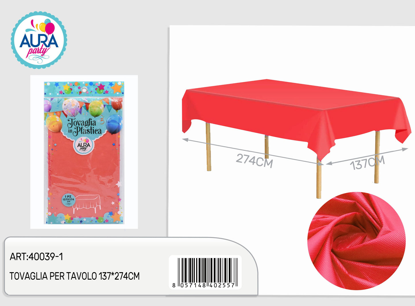 Tovaglia per tavolo 137x274cm rosso