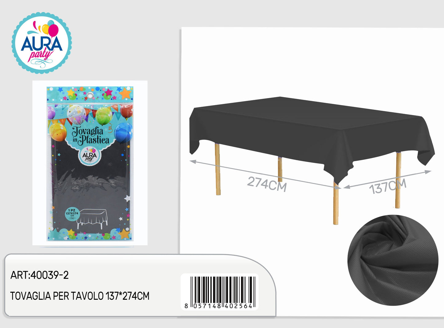 Tovaglia per tavolo 137x274cm nero