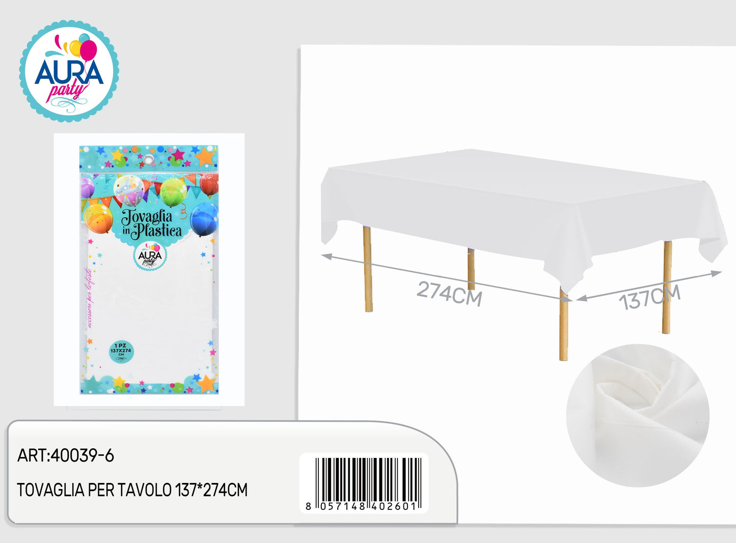 Tovaglia per tavolo 137x274cm bianco