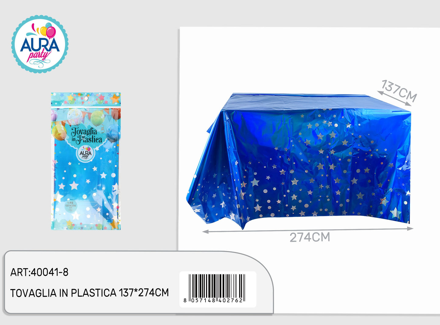 Tovaglia blu con stelle 137x274cm