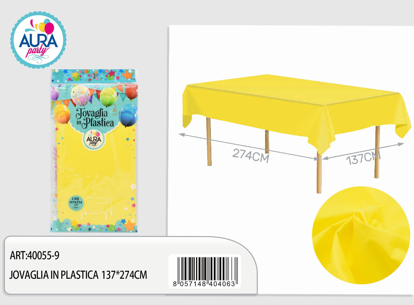 Tovaglia per tavolo 137x274cm giallo