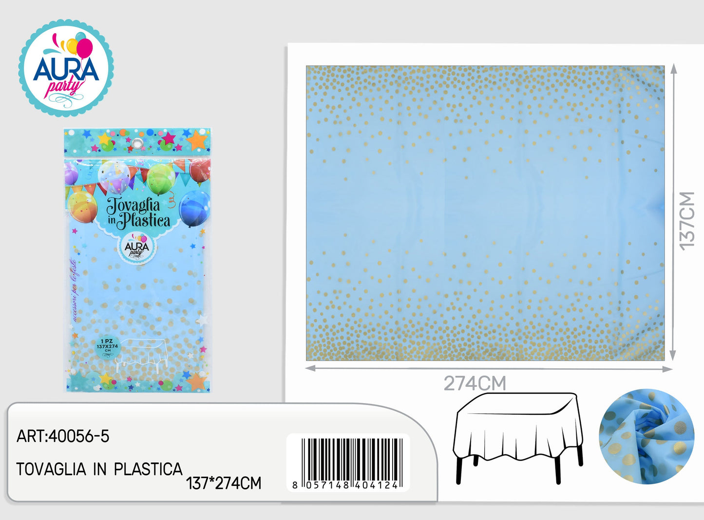 Tovaglia per tavolo 137x274cm celeste