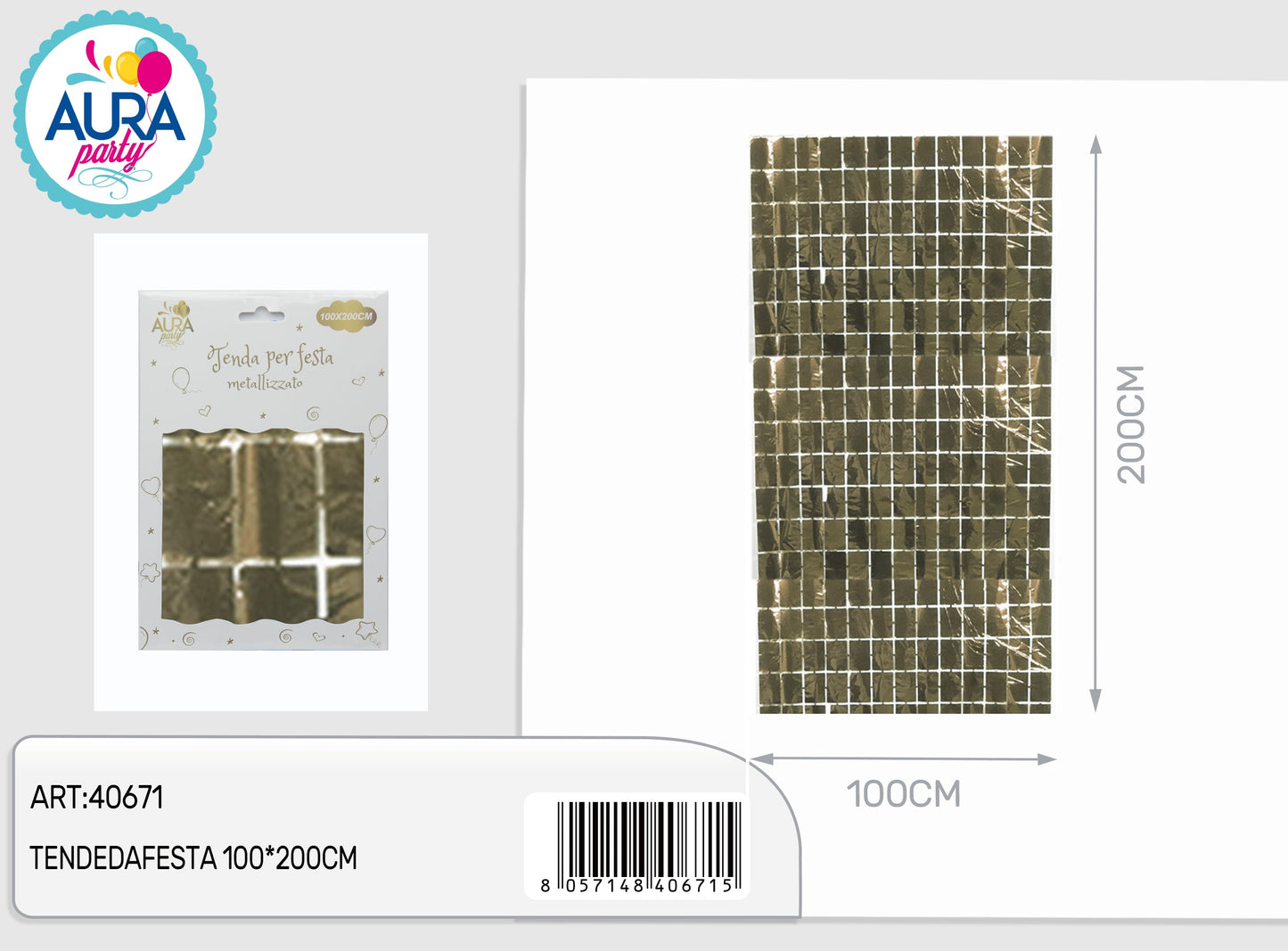 tende da festa champagne 100x200cm