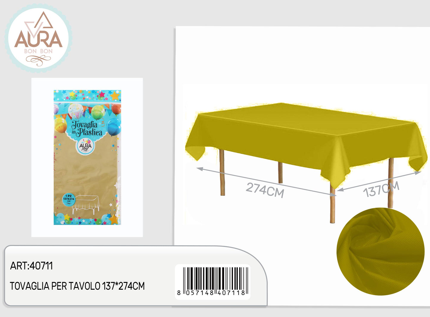 Tovaglia per tavolo 137x274cm oro