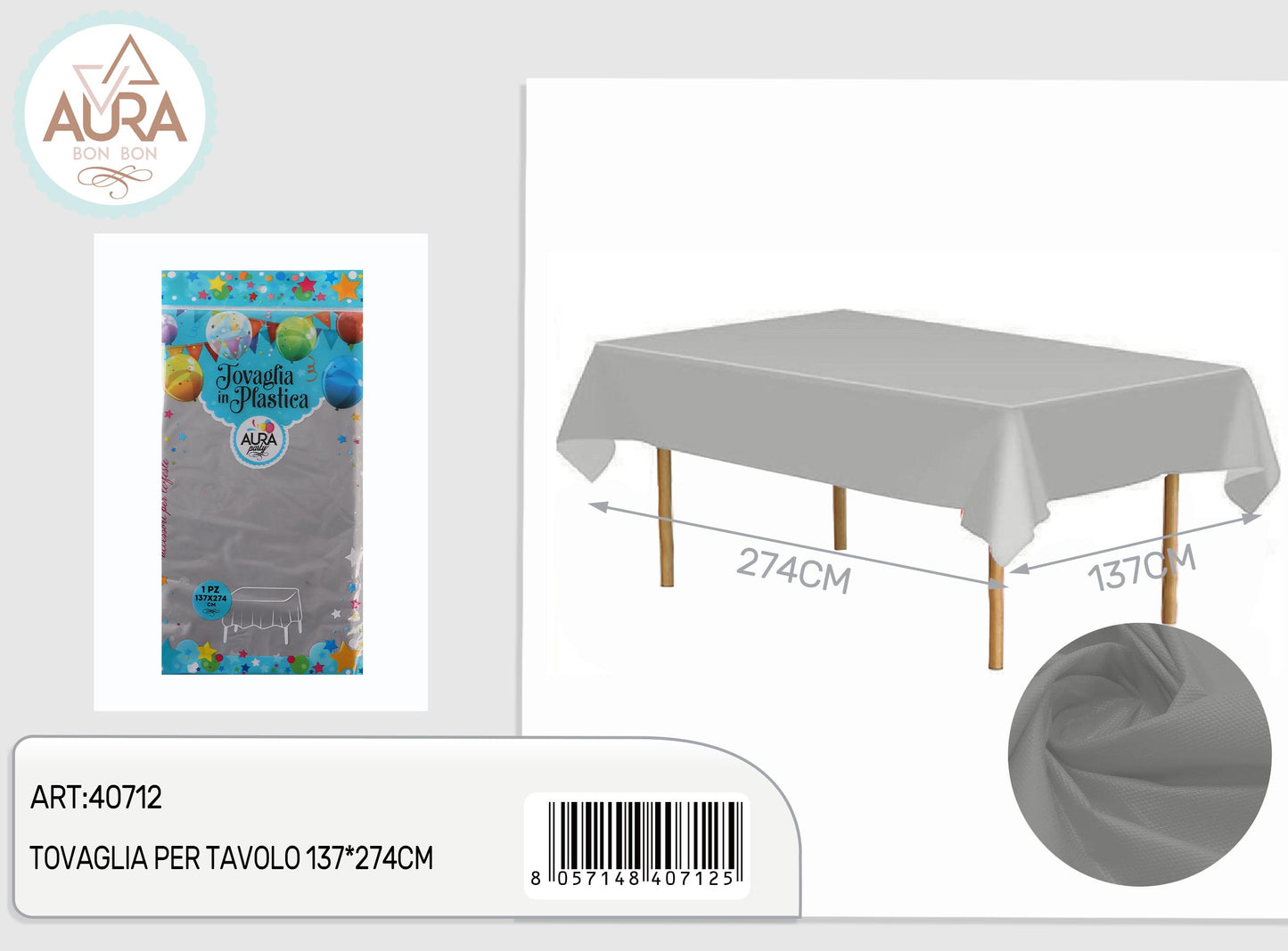 Tovaglia per tavolo 137x274cm argento