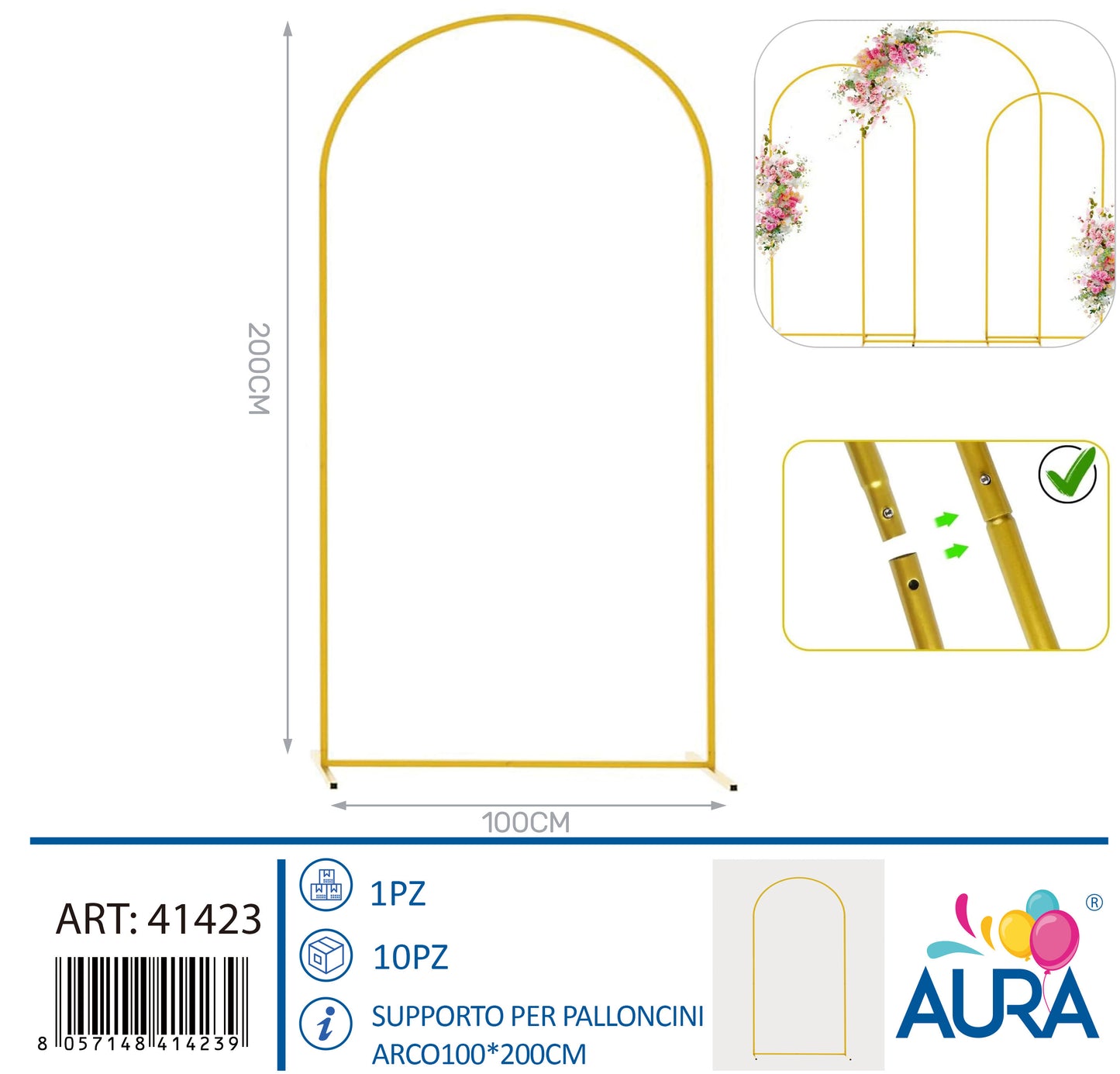 Supporto per palloncini arco 100x200cm