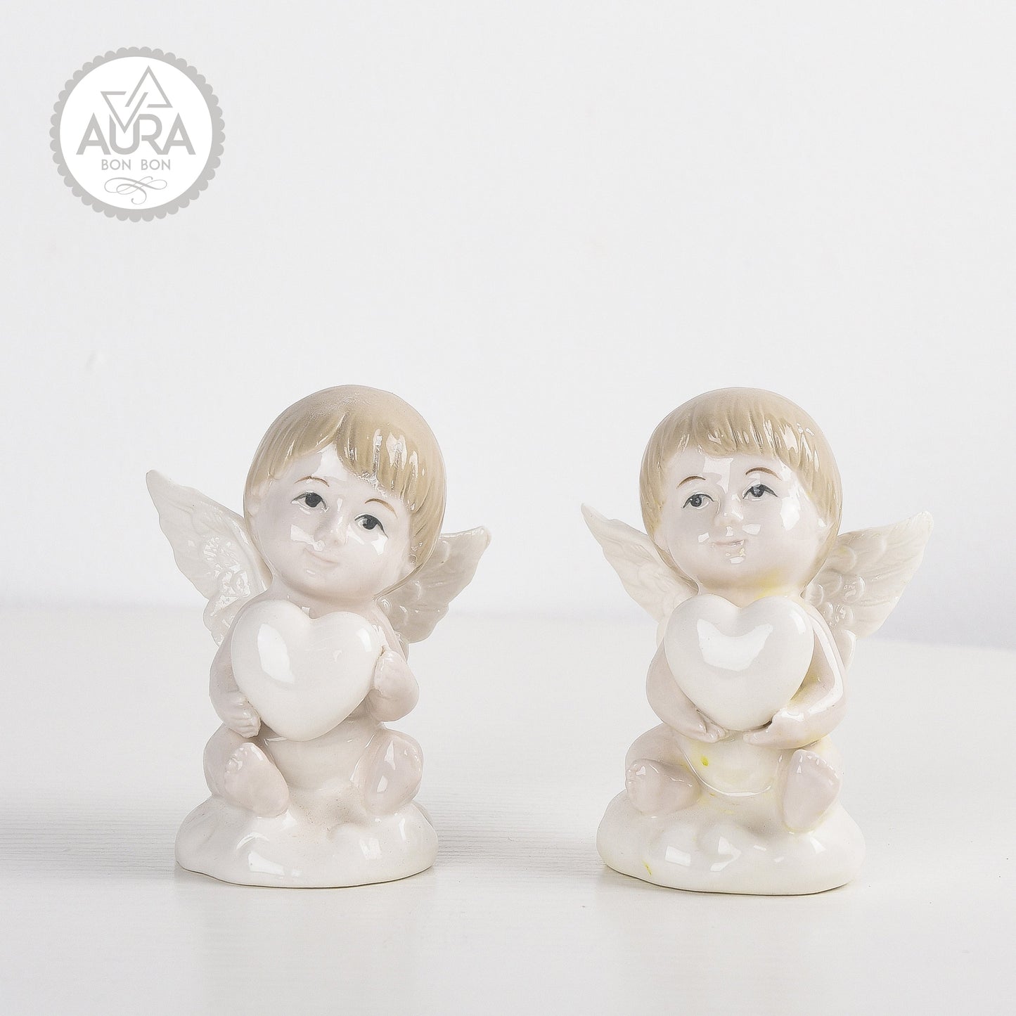 Angioletto con cuore 7,5x6,5x10cm