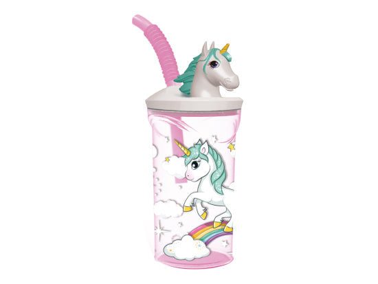 Unicorno bicchiere con cannuccia 3d tritan