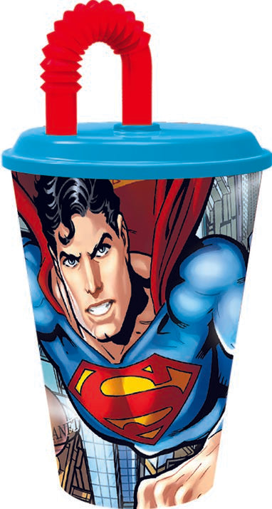 Bicchiere con cannuccia 430 ml Superman