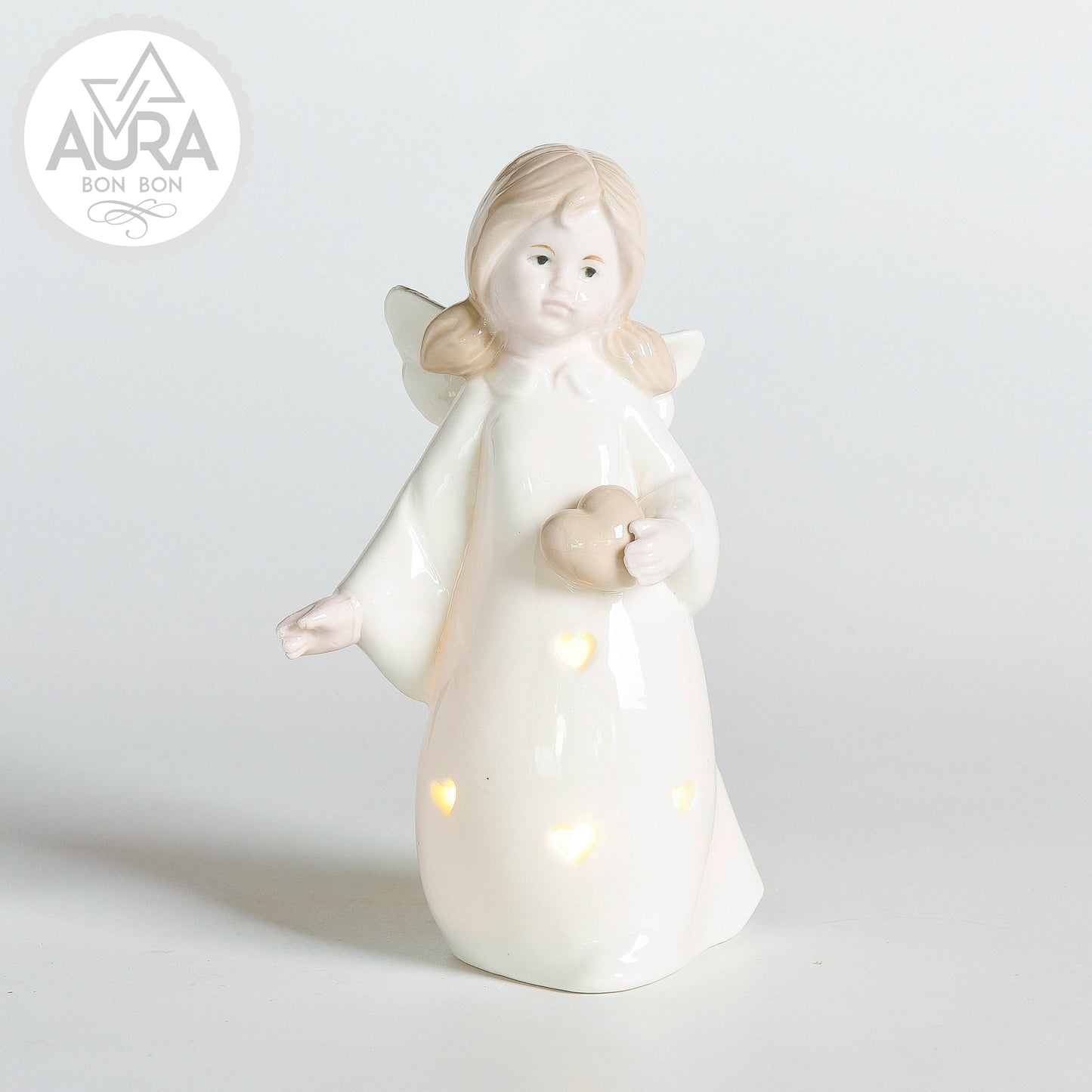 Angelo in porcellana con luce