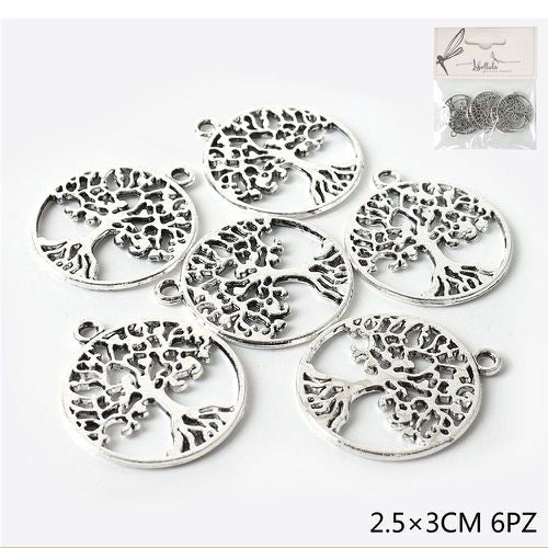 Ciondolo in metallo albero della vita 2,5cm 6pz