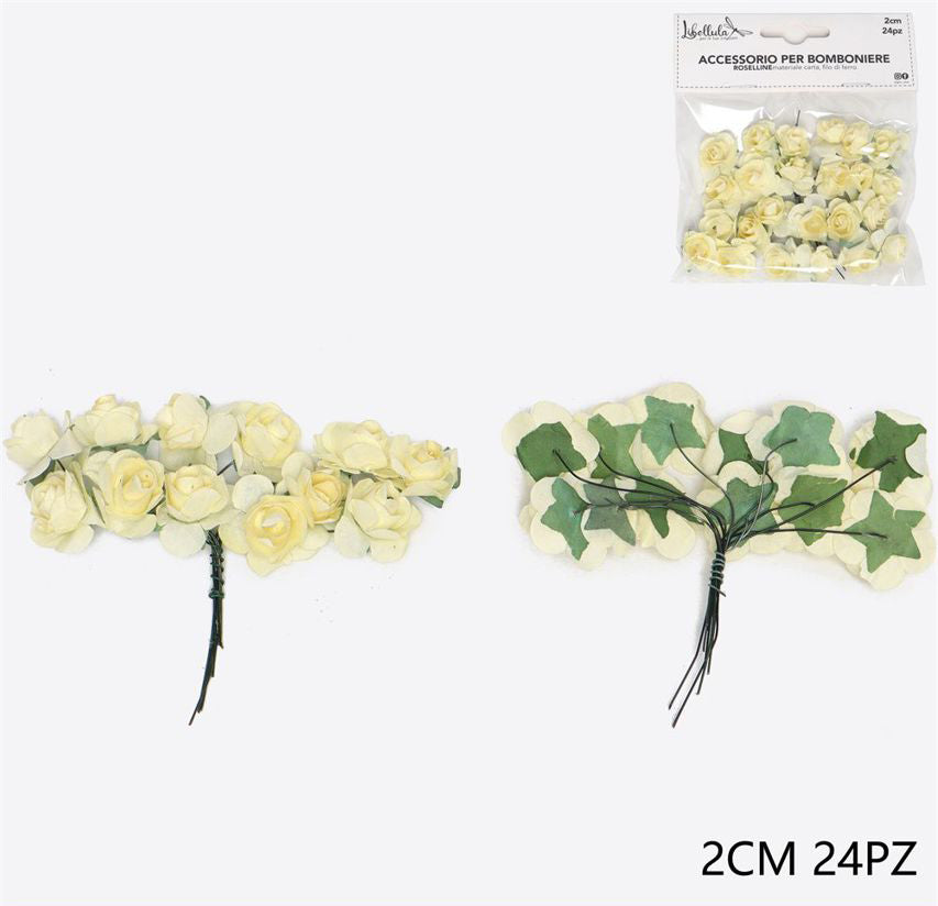 Rose finte avorio 2cm 24pz