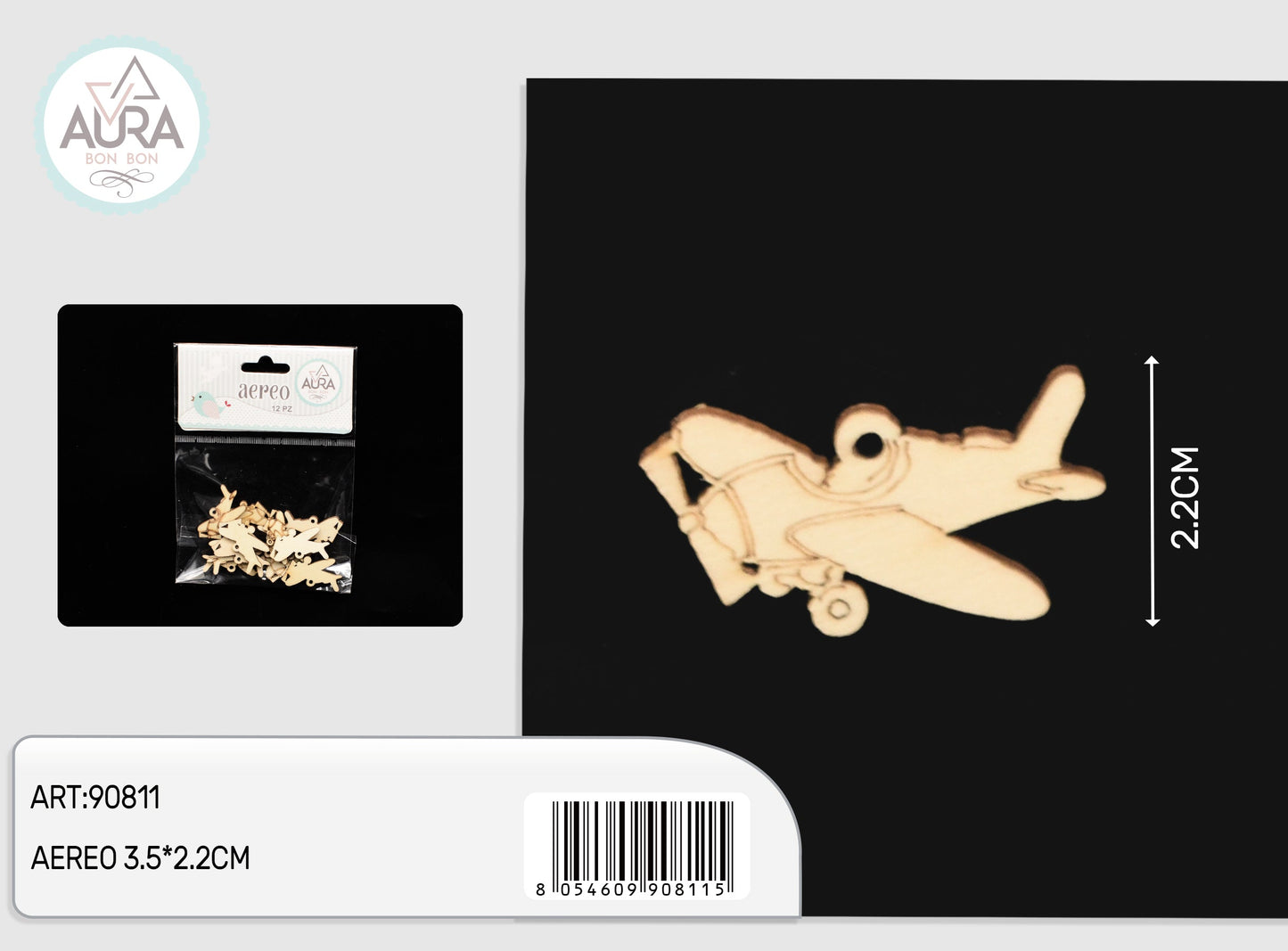 aereo decorazione in legno 12pz