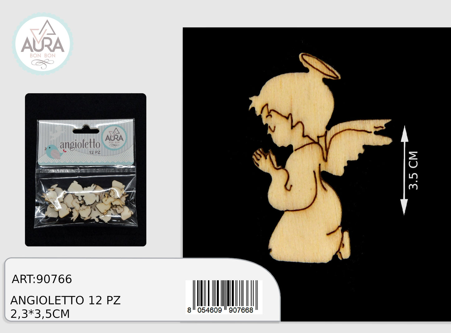 angioletto decorazione in legno 12pz