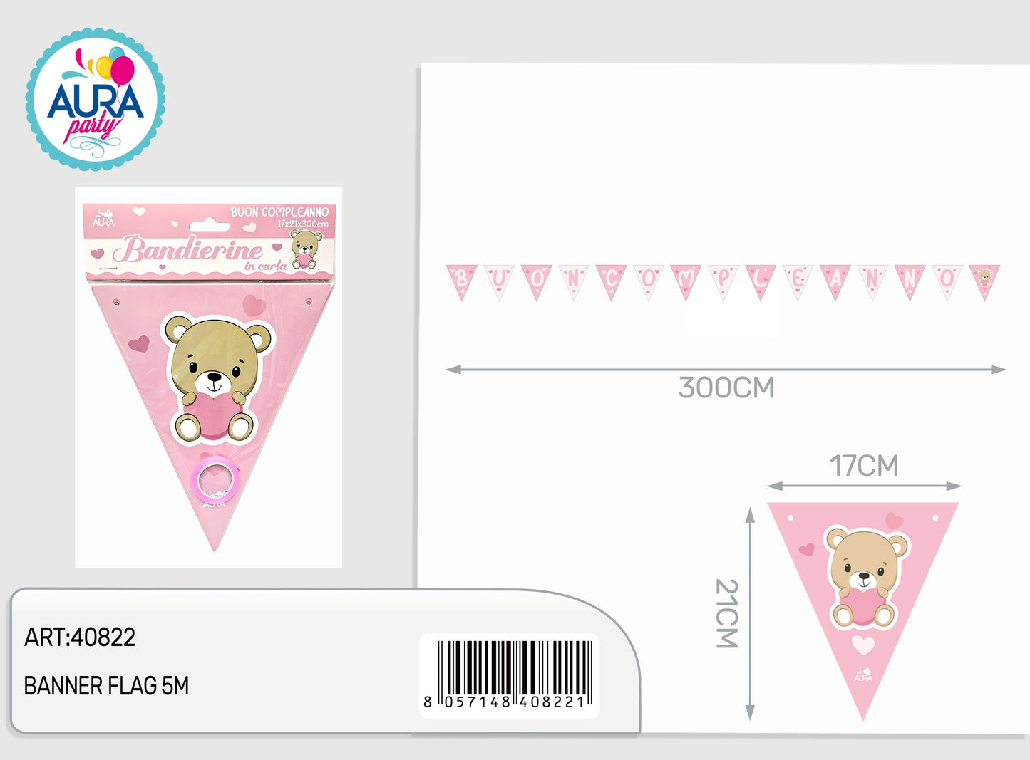 bandierine orsetto rosa compleanno