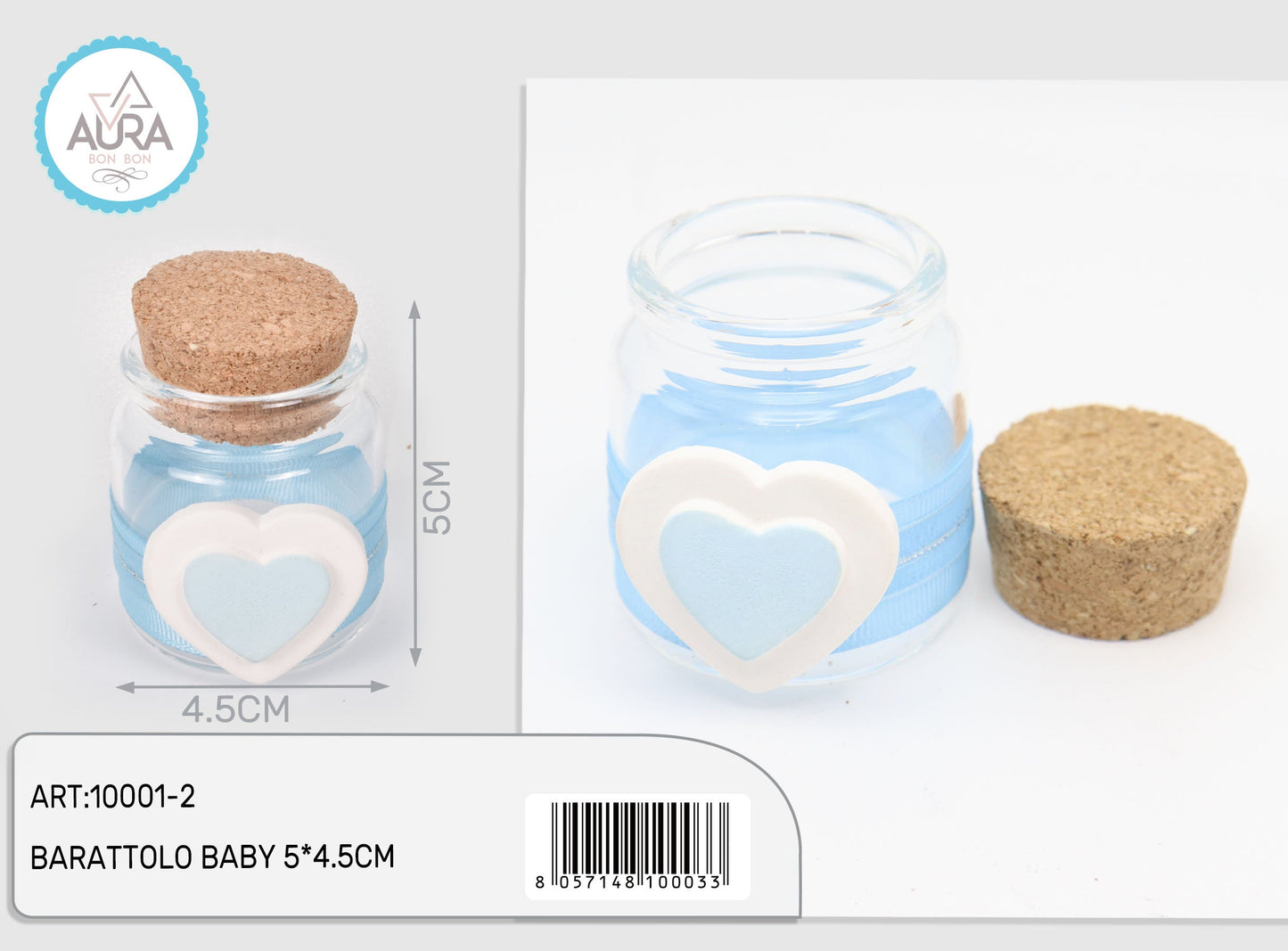 barattolino confetti con cuore azzurro