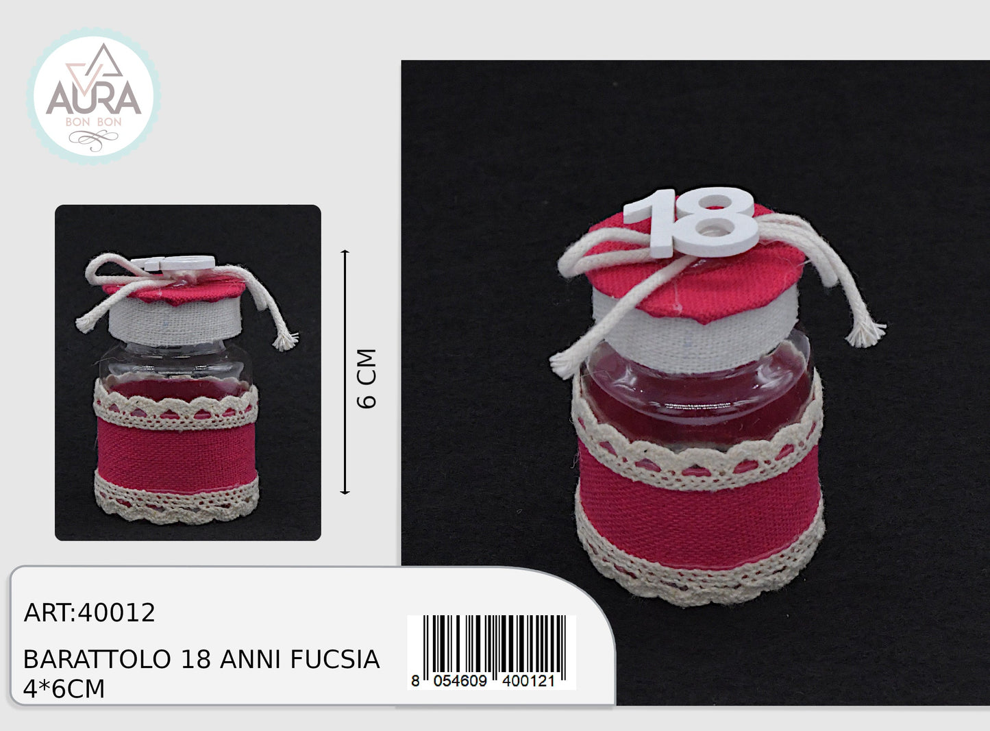barattolo 18 anni 4x7cm fucsia
