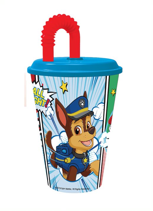 bicchiere con cannuccia paw patrol