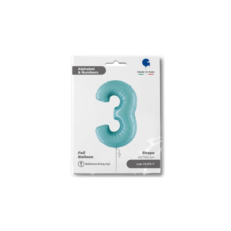 numero 3 foil 100cm/40inch celeste