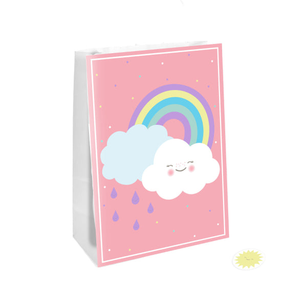 4 sacchetti di carta Rainbow & Cloud con stickers