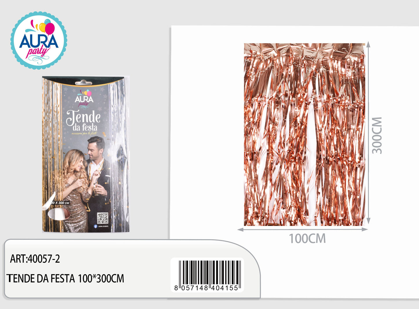 tenda per festa 100x300cm rosagold