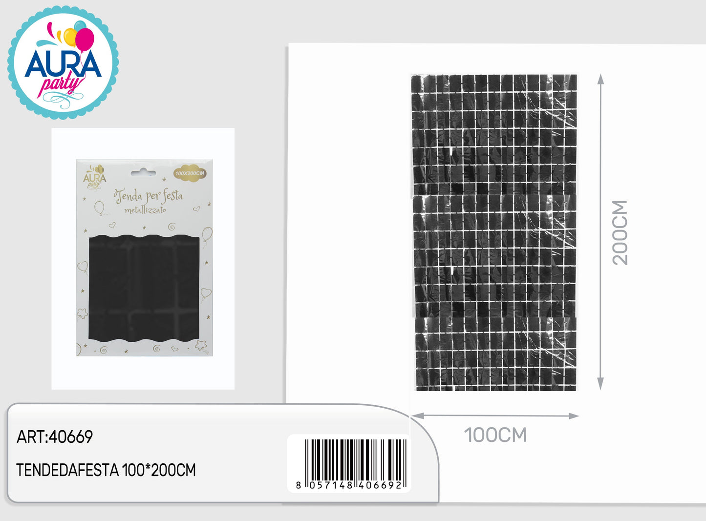 tende da festa nero 100x200cm